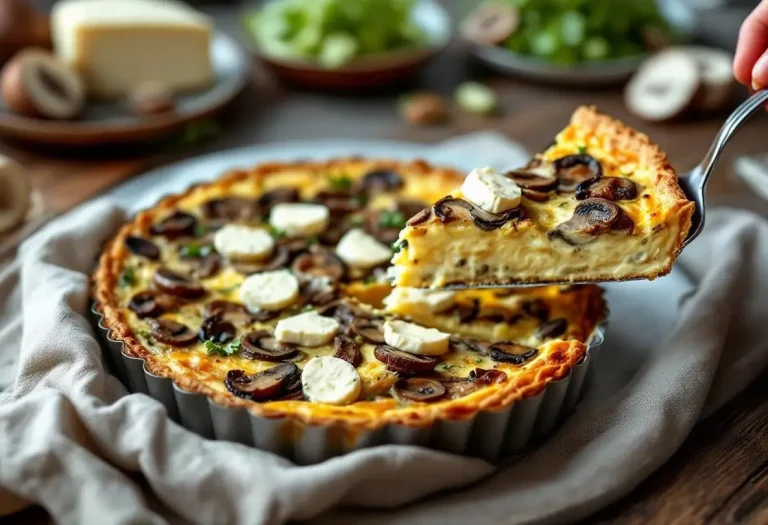 C&rsquo;est la quiche sans pâte que je refais en boucle dès qu’il fait froid : poireaux, champignons, chèvre, effet bluffant assuré